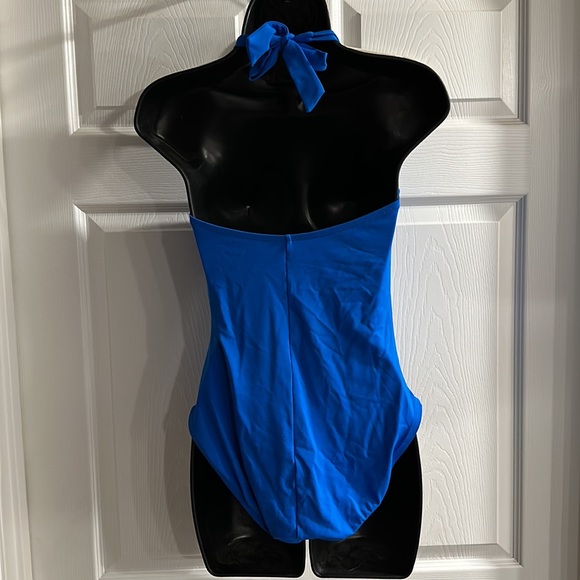 Blue retro one piece women’s swimsuit - Picture 5 of 6